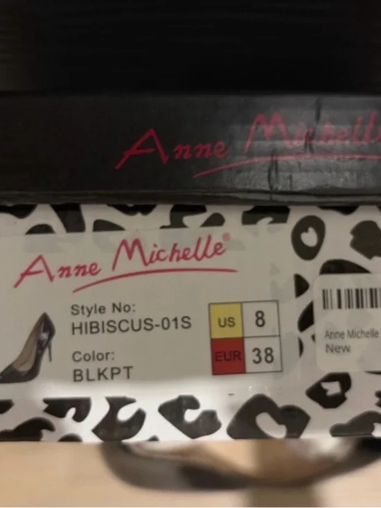 Anne Michelle Black Patent Pointed Toe Stiletto Heels - Picture 3 of 3